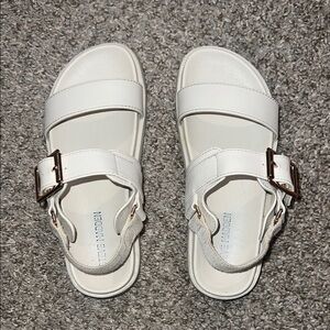 Steve Madden White Open Toe Sandals with Adjustable Straps